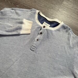 Surf Side Shirt Adult Large Blue Henley Thermal Long Sleeve Cotton Blend Casual